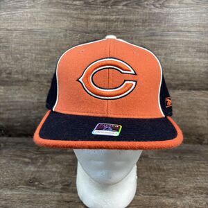 Chicago Bears Hat Cap Fitted Mens 7 5/8 Orange Navy NFL Football Reebok Wool